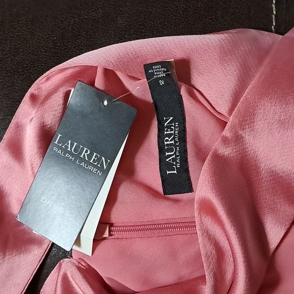 Ralph Lauren Satin Charmeuse Cocktail Dress Poolside Rose Size 12 - Picture 7 of 10